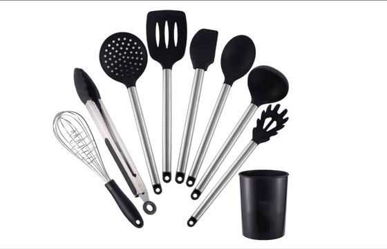 9 Pieces Silicone Cooking Kitchen Utensils Set with Storage holder.