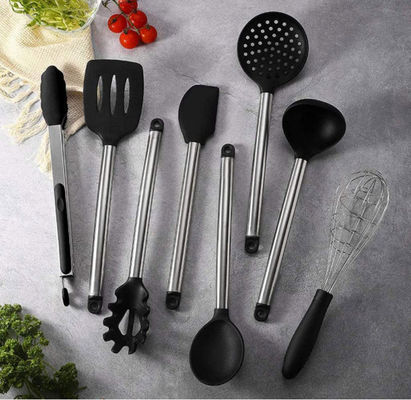 9 Pieces Silicone Cooking Kitchen Utensils Set with Storage holder.